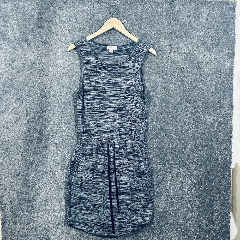 LOFT Space Dye Sleeveless Sweater Dress Gray Drawstring Casual Cozy Knit M